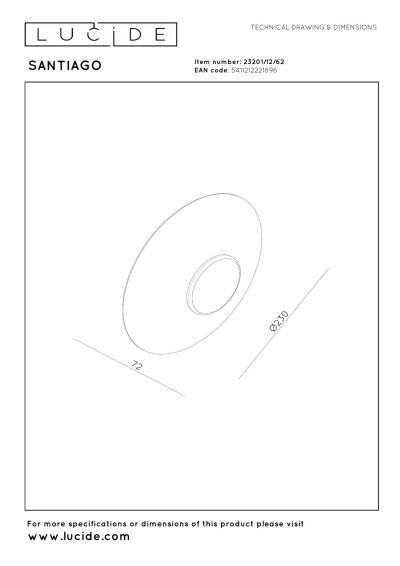 Lucide SANTIAGO - Wall light - Ø 23 cm - LED Dim. - CCT - 1x10W 2700K/4000K - Amber - Premium